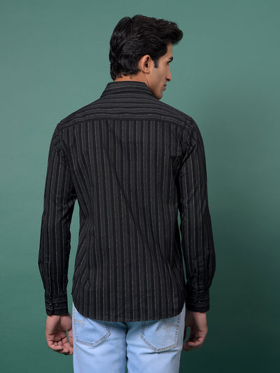 Black Vertical Stripes Shirt-Men Shirts-Crimsoune Club