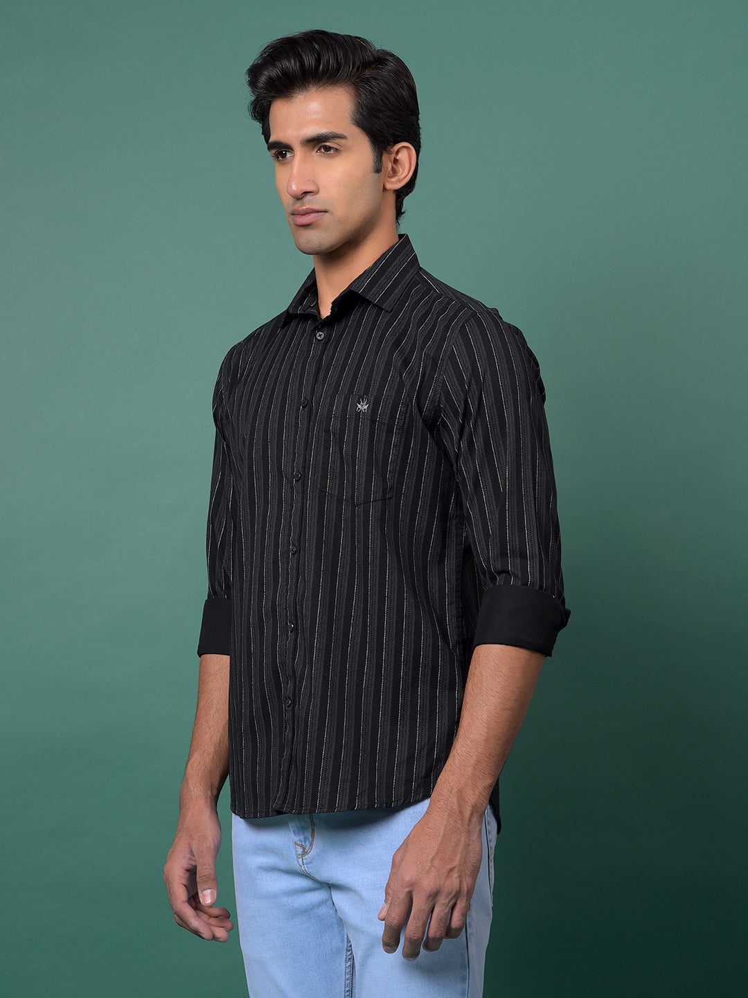 Black Vertical Stripes Shirt-Men Shirts-Crimsoune Club