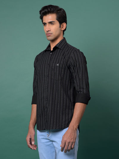 Black Vertical Stripes Shirt-Men Shirts-Crimsoune Club