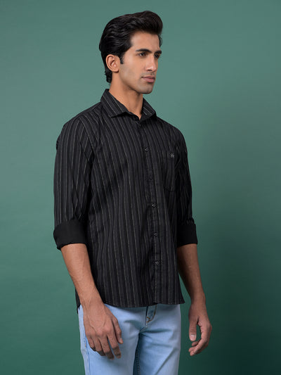Black Vertical Stripes Shirt-Men Shirts-Crimsoune Club