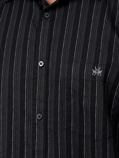 Black Vertical Stripes Shirt-Men Shirts-Crimsoune Club