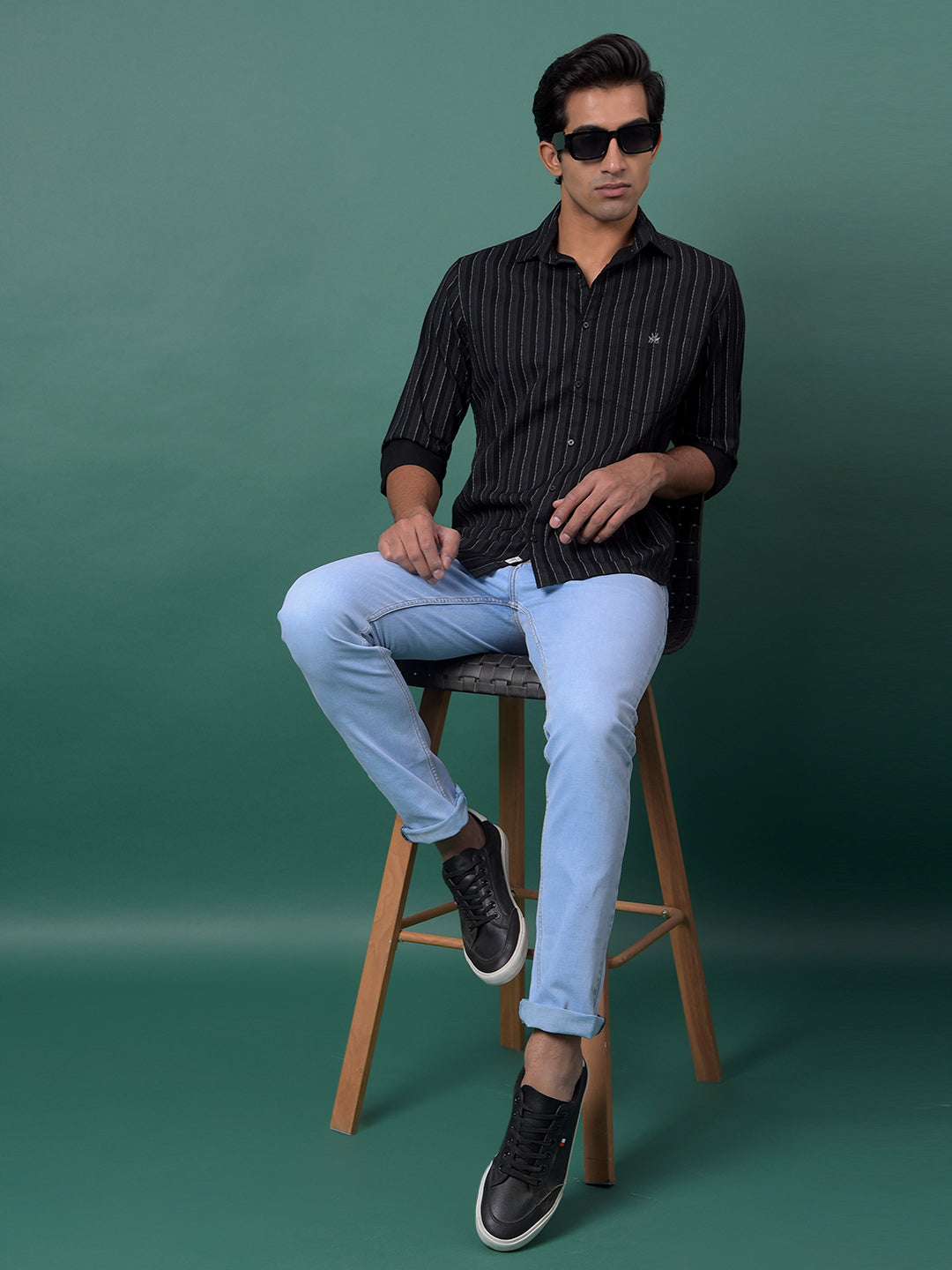 Black Vertical Stripes Shirt-Men Shirts-Crimsoune Club