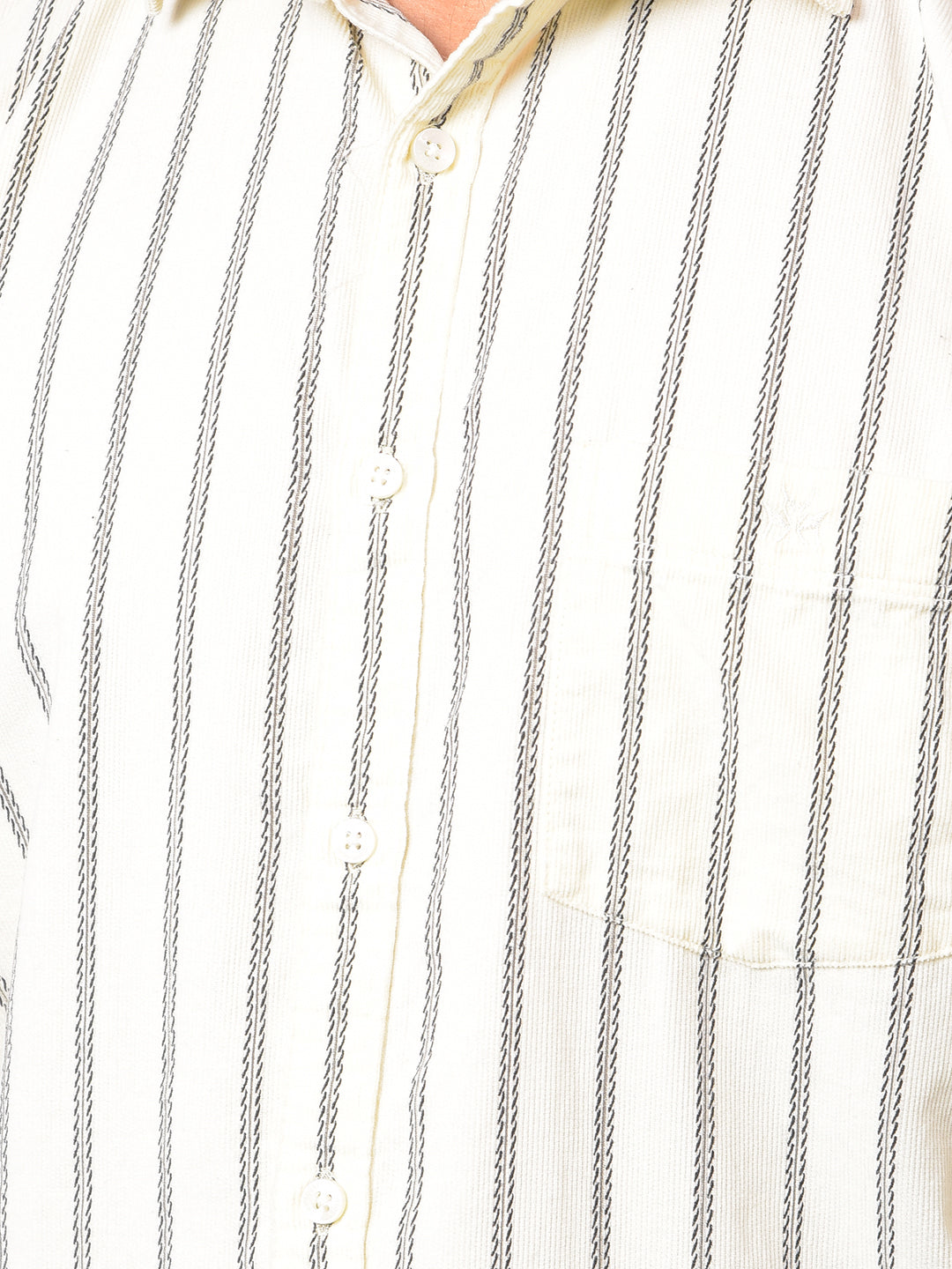 Off White Vertical Stripes 100% Cotton Shirt-Men Shirts-Crimsoune Club