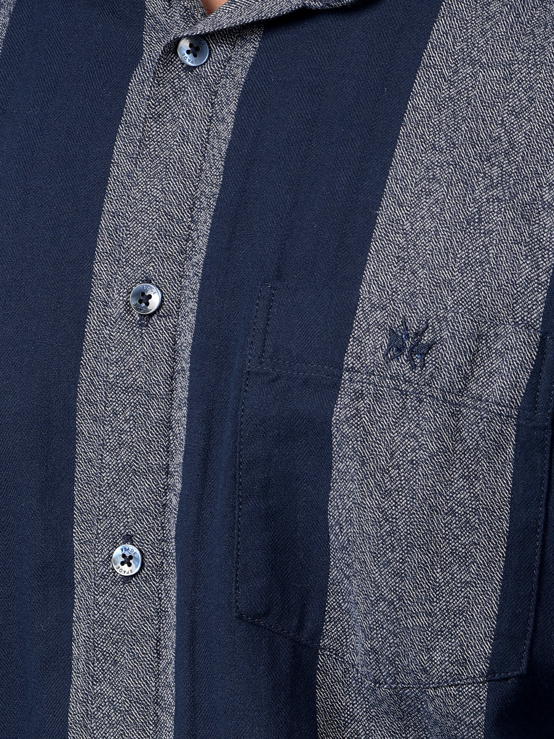 Navy Blue Vertical Stripes 100% Cotton Shirt-Men Shirts-Crimsoune Club