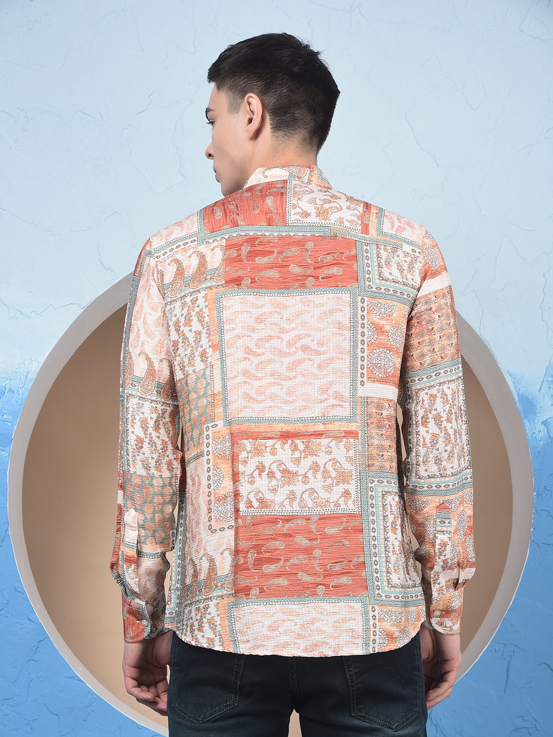 Orange Printed Shirt-Men Shirts-Crimsoune Club