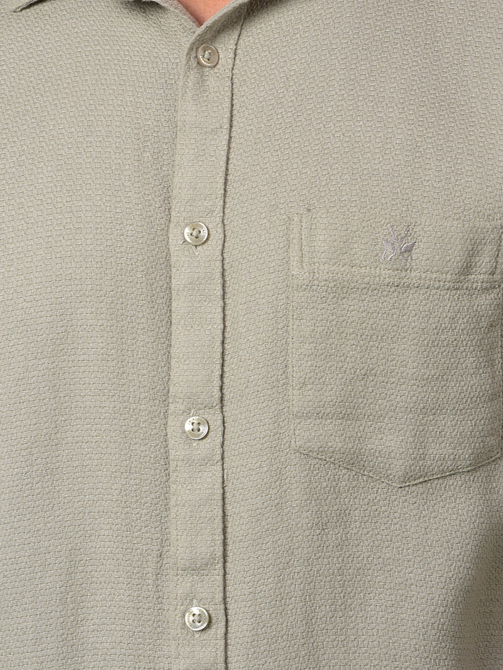 Green Jacquard 100% Cotton Shirt-Men Shirts-Crimsoune Club