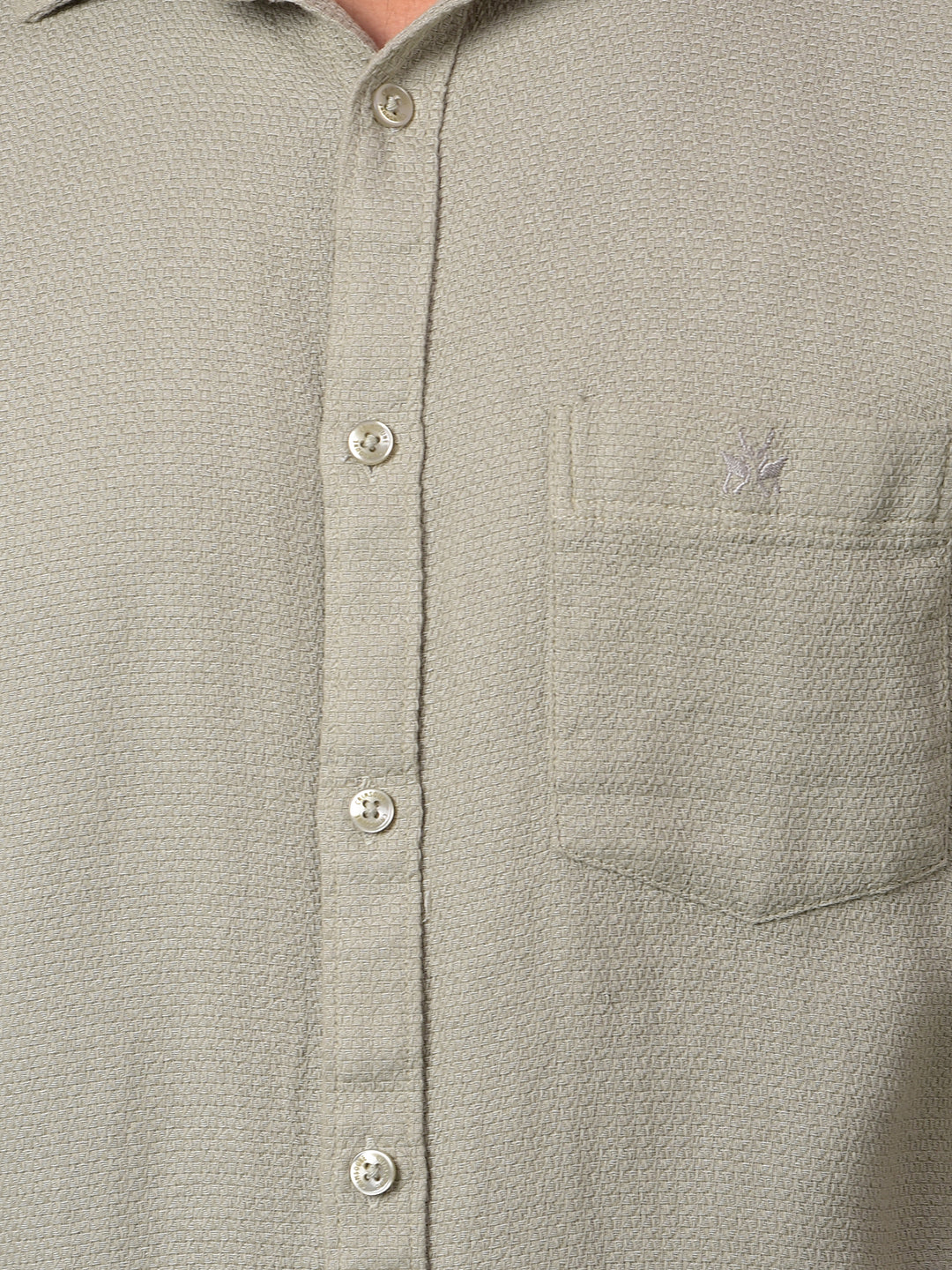 Green Jacquard 100% Cotton Shirt-Men Shirts-Crimsoune Club