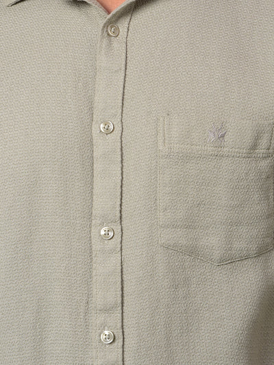 Green Jacquard 100% Cotton Shirt-Men Shirts-Crimsoune Club