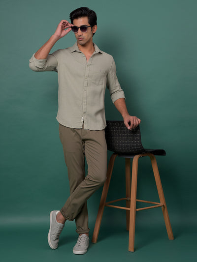 Green Jacquard 100% Cotton Shirt-Men Shirts-Crimsoune Club