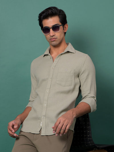 Green Jacquard 100% Cotton Shirt-Men Shirts-Crimsoune Club