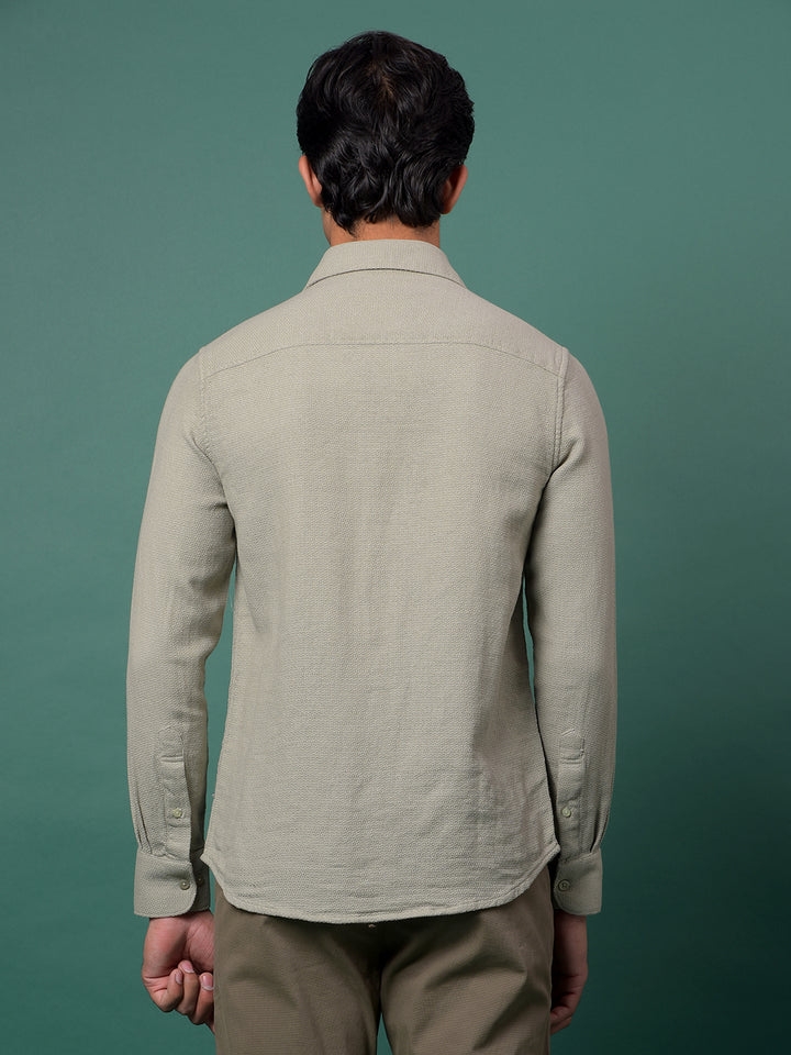Green Jacquard 100% Cotton Shirt-Men Shirts-Crimsoune Club