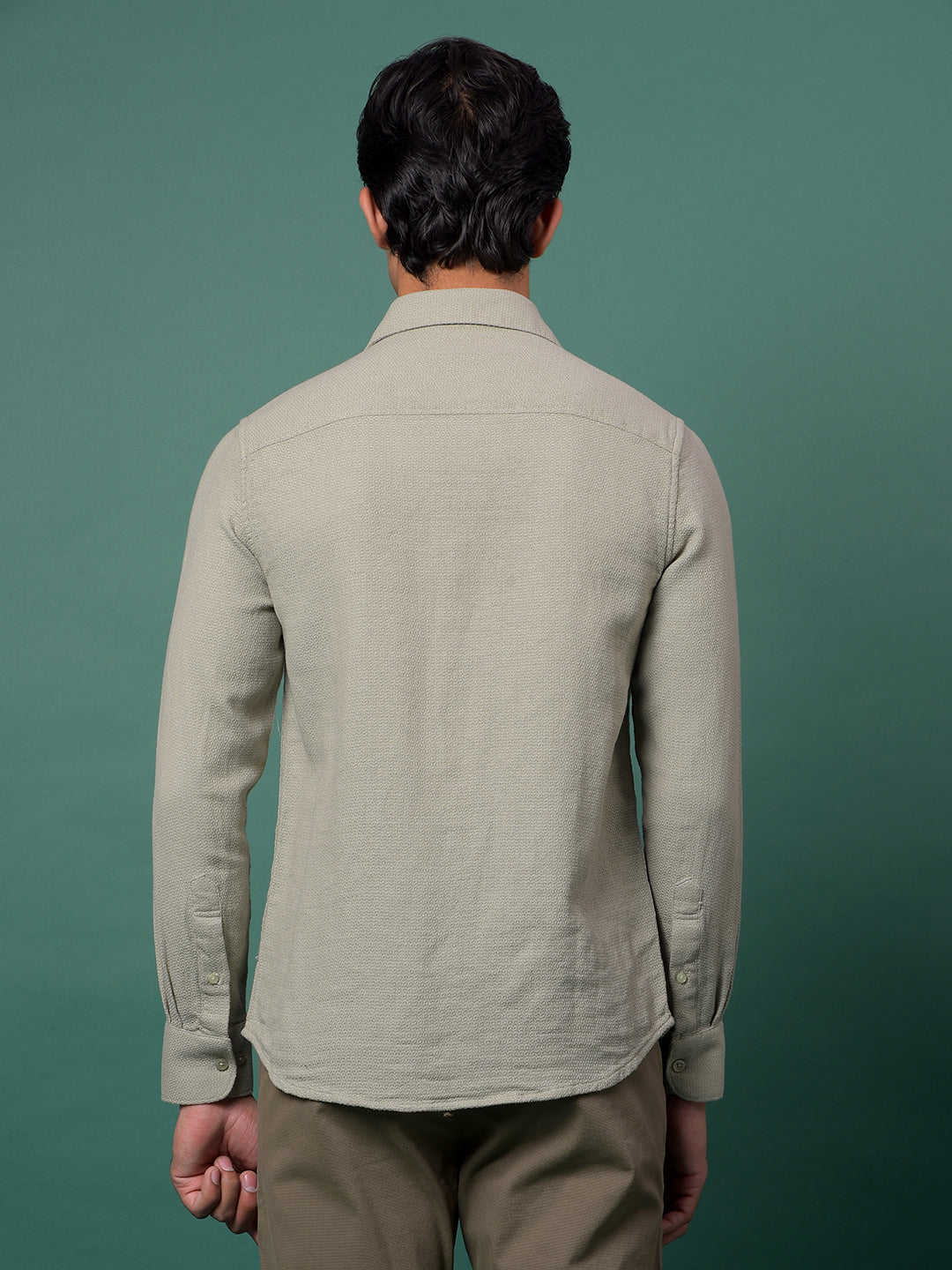 Green Jacquard 100% Cotton Shirt-Men Shirts-Crimsoune Club