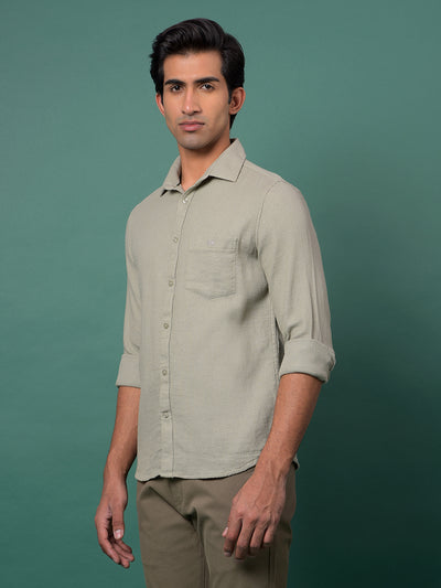 Green Jacquard 100% Cotton Shirt-Men Shirts-Crimsoune Club