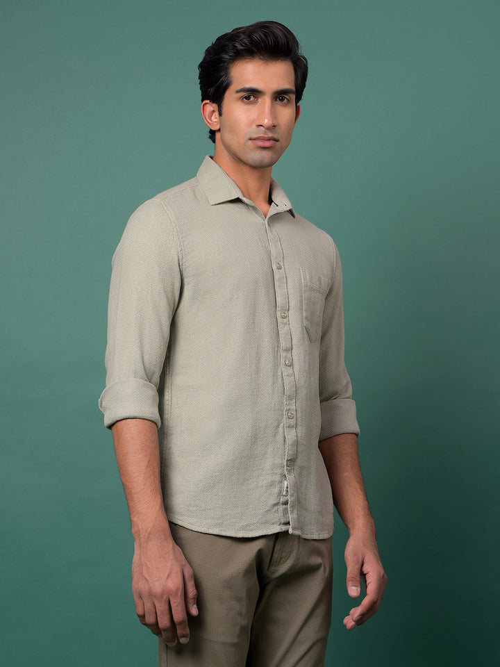 Green Jacquard 100% Cotton Shirt-Men Shirts-Crimsoune Club