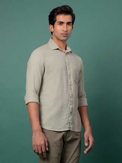 Green Jacquard 100% Cotton Shirt-Men Shirts-Crimsoune Club