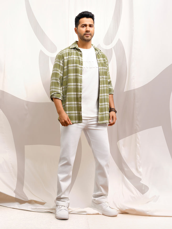Pure White Straight Crisp Jeans-Men Jeans-Crimsoune Club