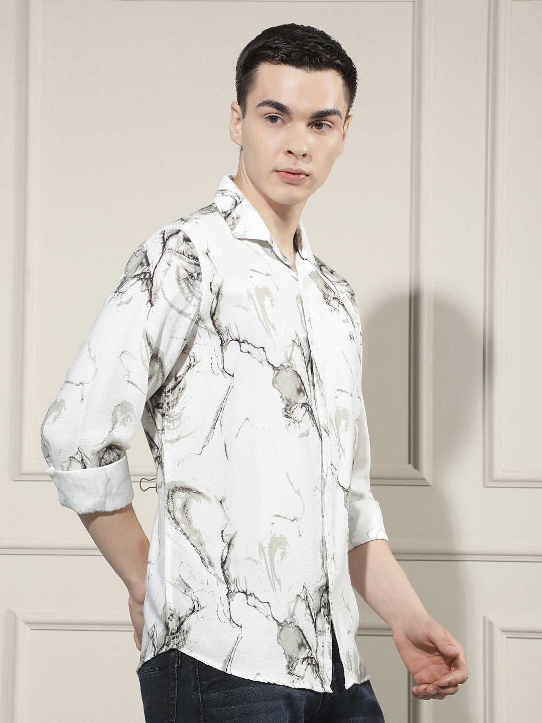 Green Floral Print Shirt-Men Shirts-Crimsoune Club