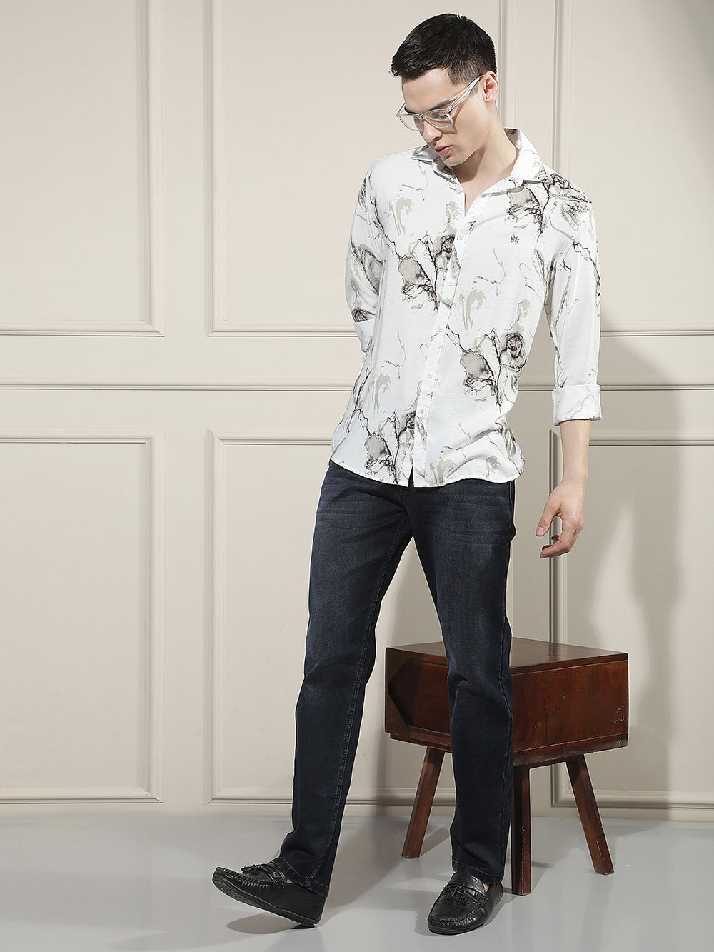 Green Floral Print Shirt-Men Shirts-Crimsoune Club