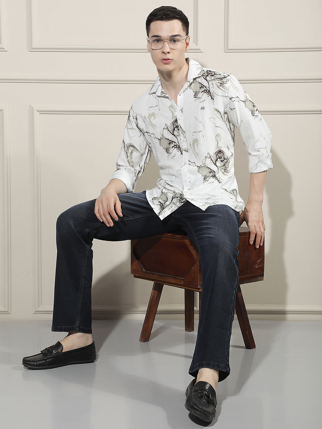 Green Floral Print Shirt-Men Shirts-Crimsoune Club