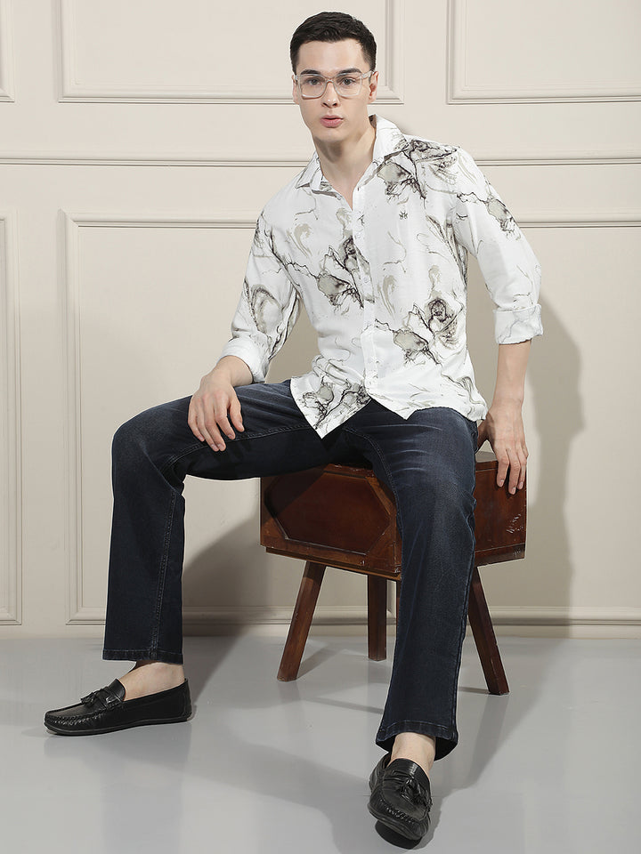 Green Floral Print Shirt-Men Shirts-Crimsoune Club