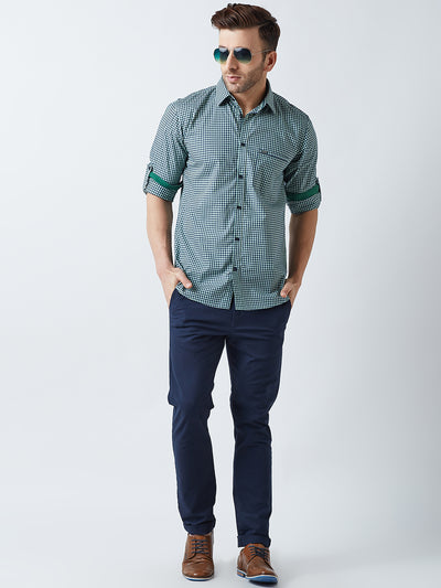 Green Gingham Checked Shirt-Mens Shirt-Crimsoune Club