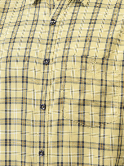 Mustard Checked Shirt-Men Shirts-Crimsoune Club