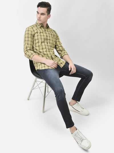 Mustard Checked Shirt-Men Shirts-Crimsoune Club