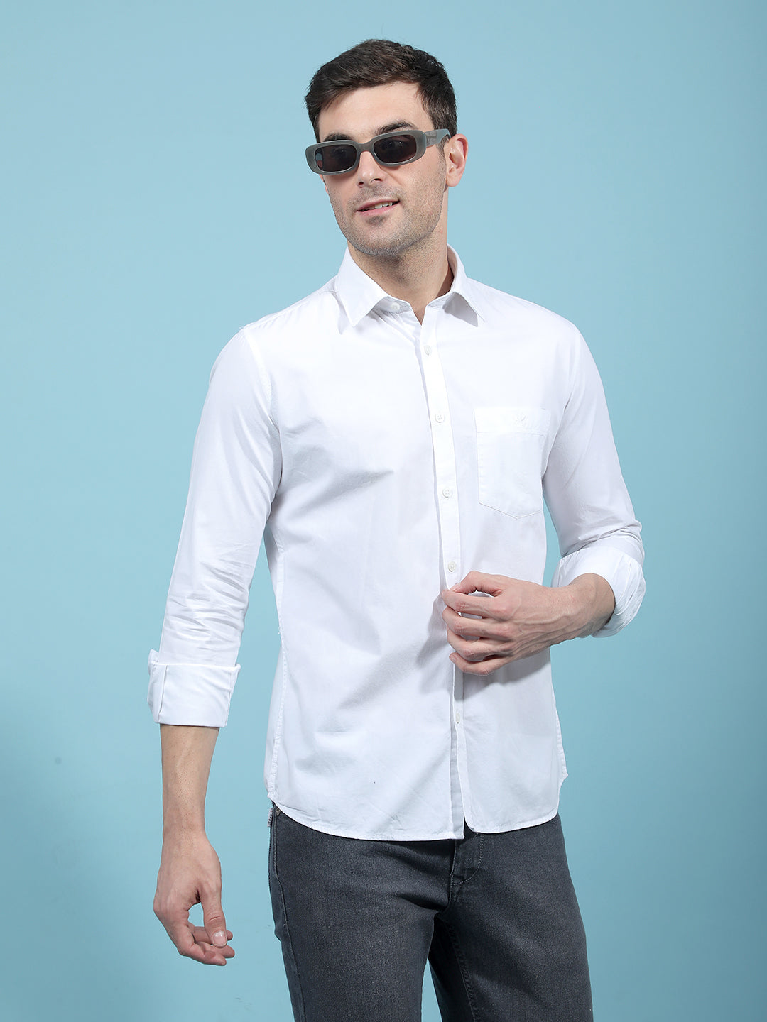 White 100% Cotton Shirt-Men Shirts-Crimsoune Club