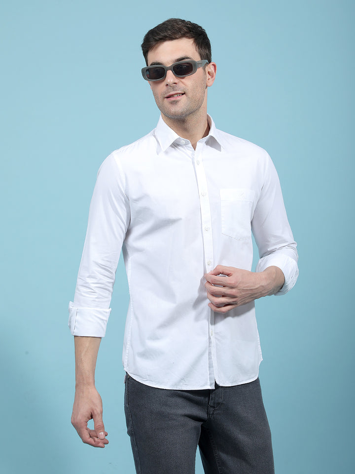 White 100% Cotton Shirt-Men Shirts-Crimsoune Club