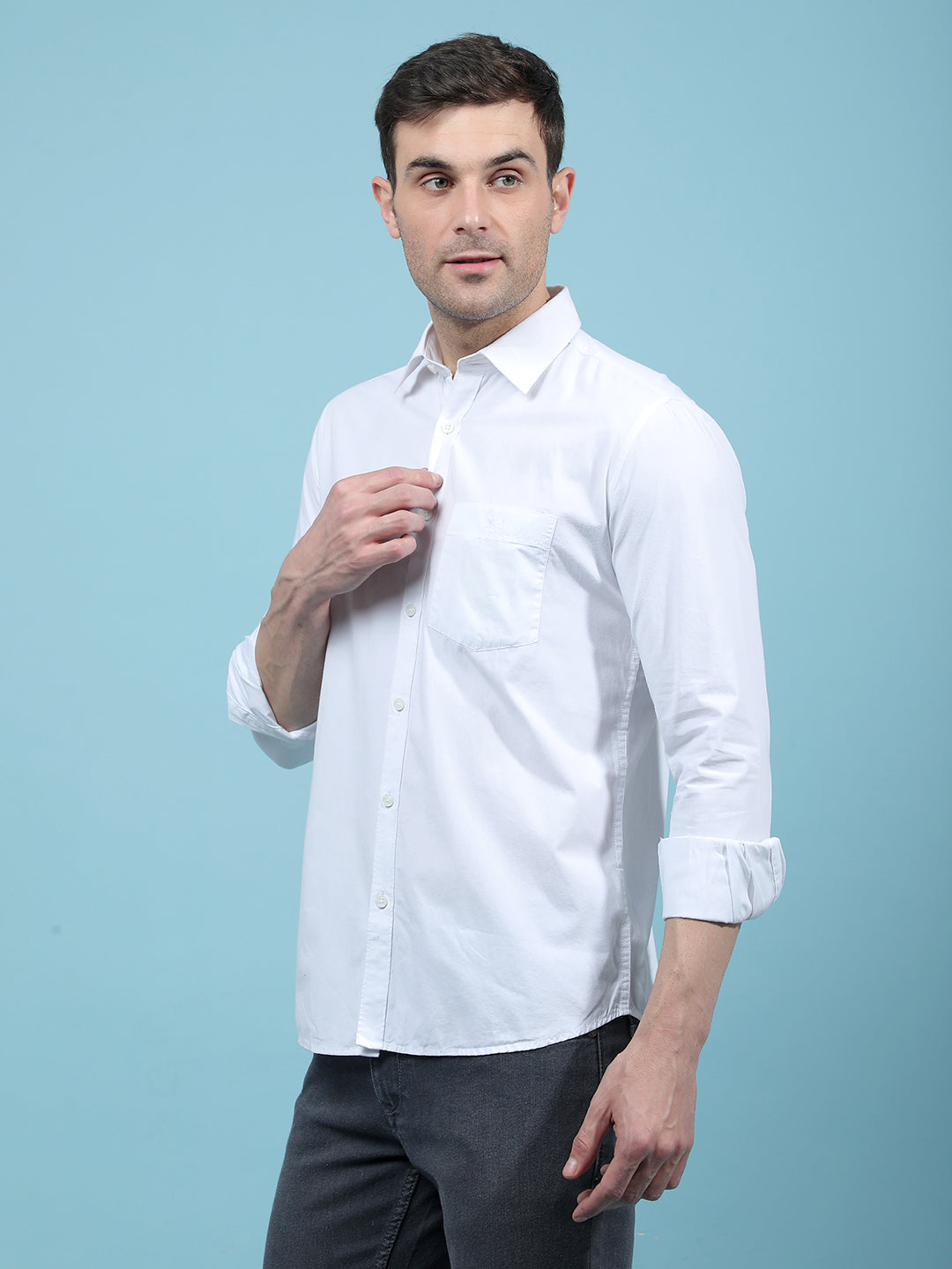 White 100% Cotton Shirt-Men Shirts-Crimsoune Club