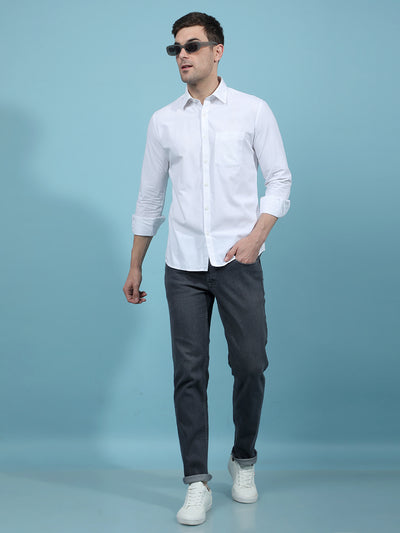 White 100% Cotton Shirt-Men Shirts-Crimsoune Club