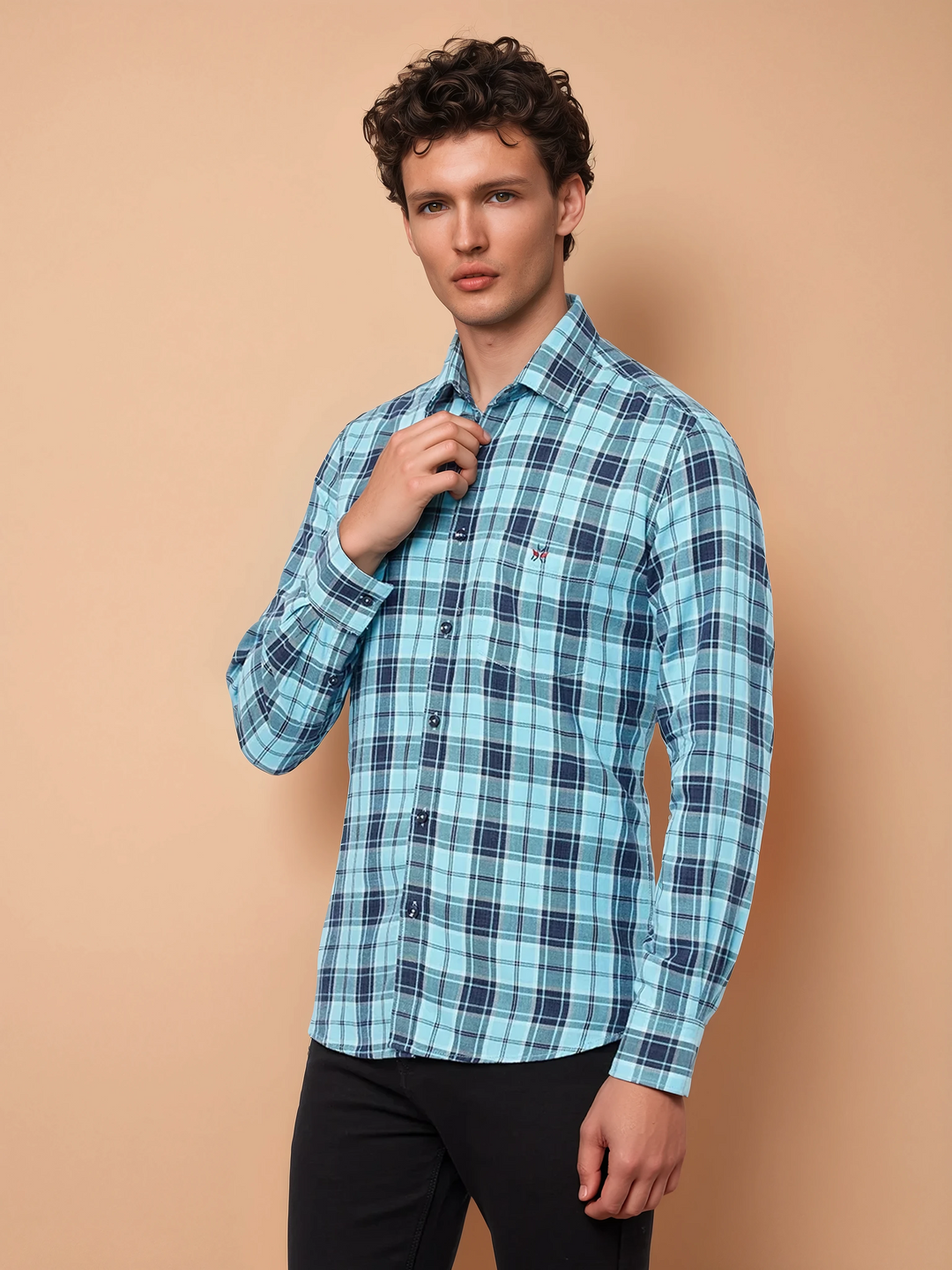 Blue Checked Casual Shirt-Men Shirts-Crimsoune Club