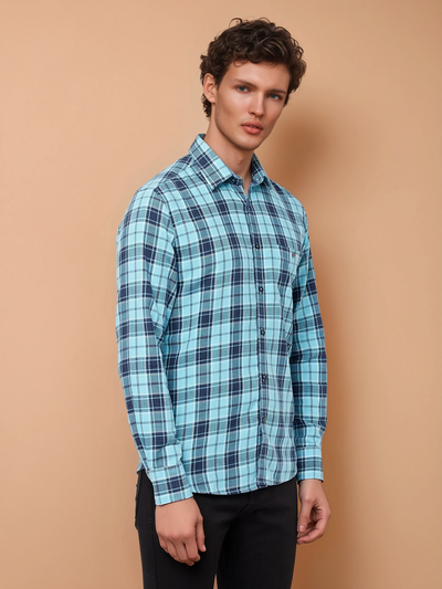 Blue Checked Casual Shirt-Men Shirts-Crimsoune Club