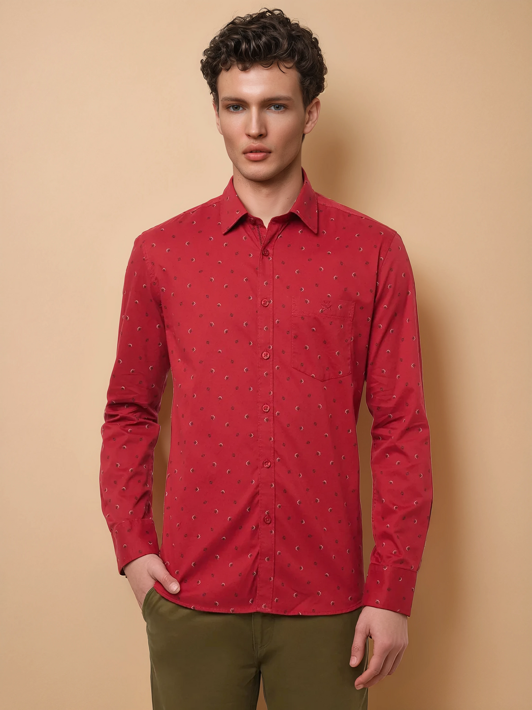 Maroon Floral Printed Shirt-Men Shirts-Crimsoune Club
