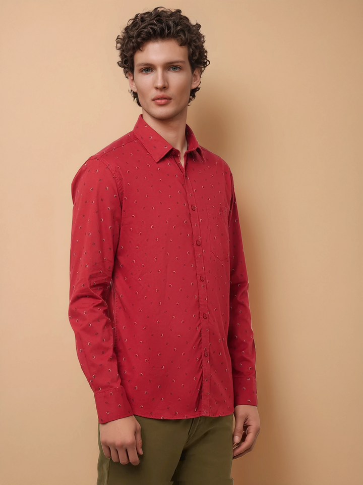 Maroon Floral Printed Shirt-Men Shirts-Crimsoune Club