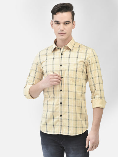 Yellow Checked Shirt-Men Shirts-Crimsoune Club