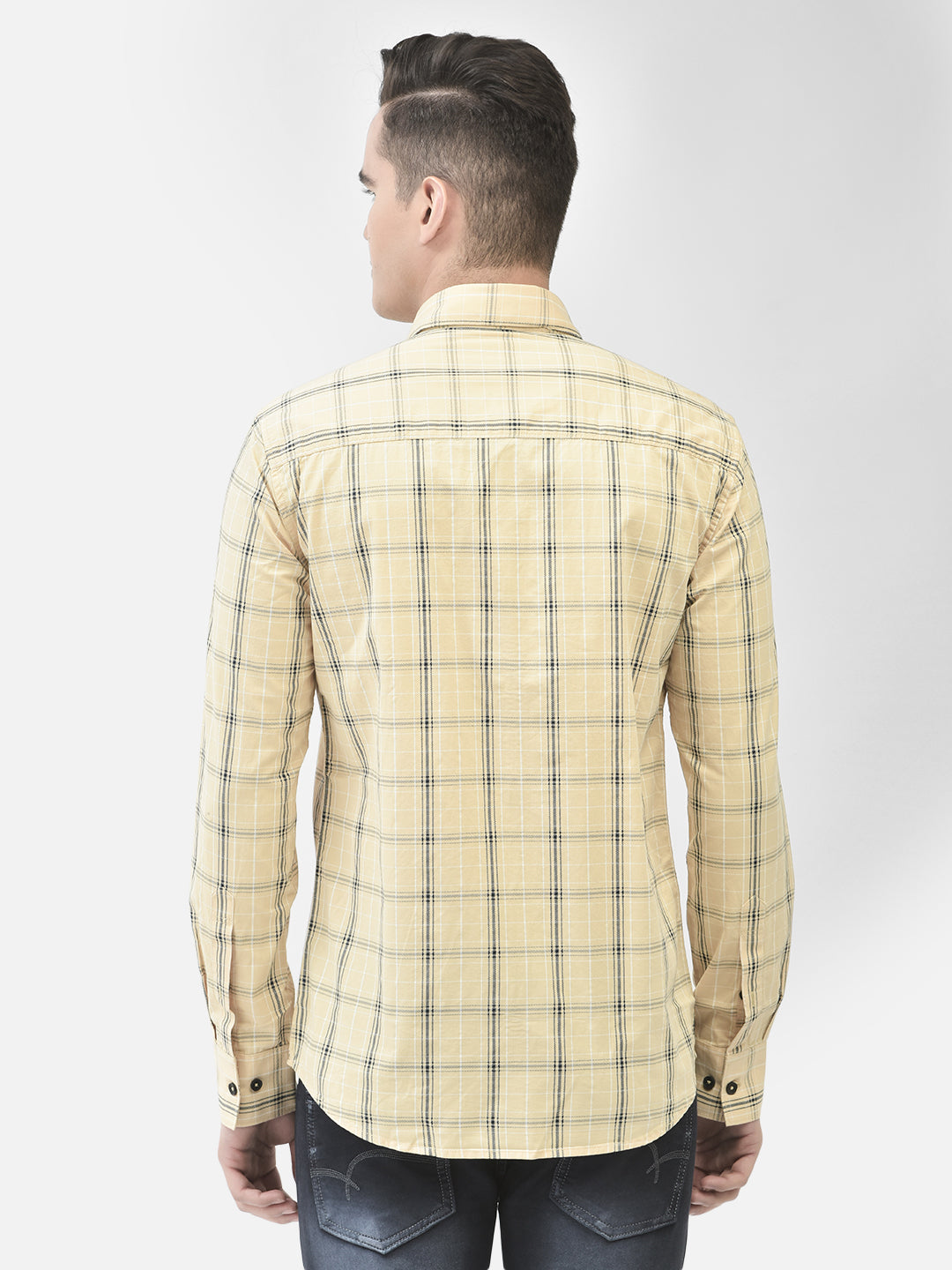 Yellow Checked Shirt-Men Shirts-Crimsoune Club