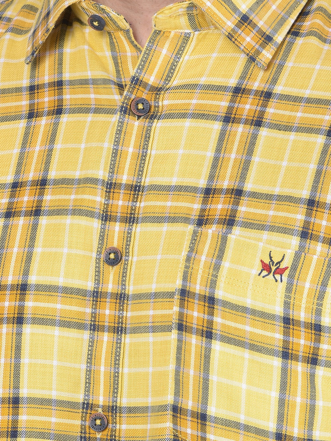 Mustard Checks Shirt-Men Shirts-Crimsoune Club