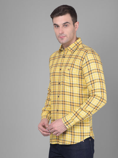 Mustard Checks Shirt-Men Shirts-Crimsoune Club