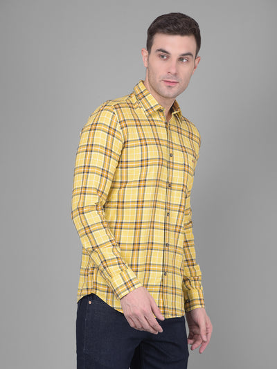 Mustard Checks Shirt-Men Shirts-Crimsoune Club