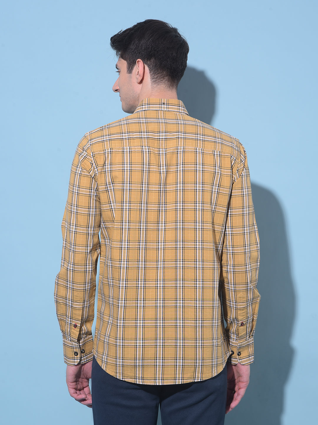 Khaki Tartan Check 100% Cotton Shirt-Men Shirts-Crimsoune Club