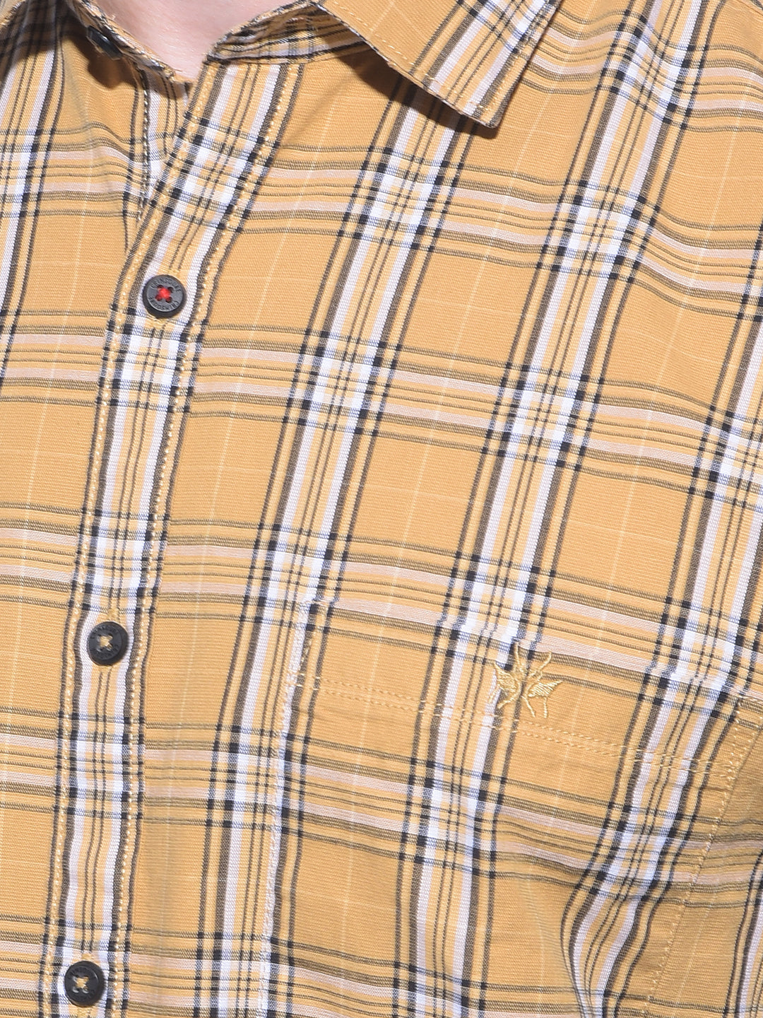 Khaki Tartan Check 100% Cotton Shirt-Men Shirts-Crimsoune Club