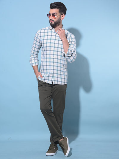 Green Tartan Check Linen Shirt-Men Shirts-Crimsoune Club