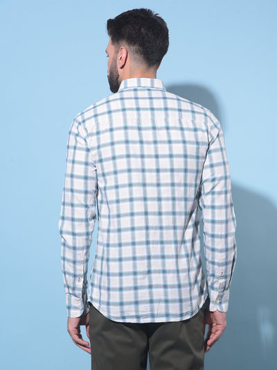 Green Tartan Check Linen Shirt-Men Shirts-Crimsoune Club