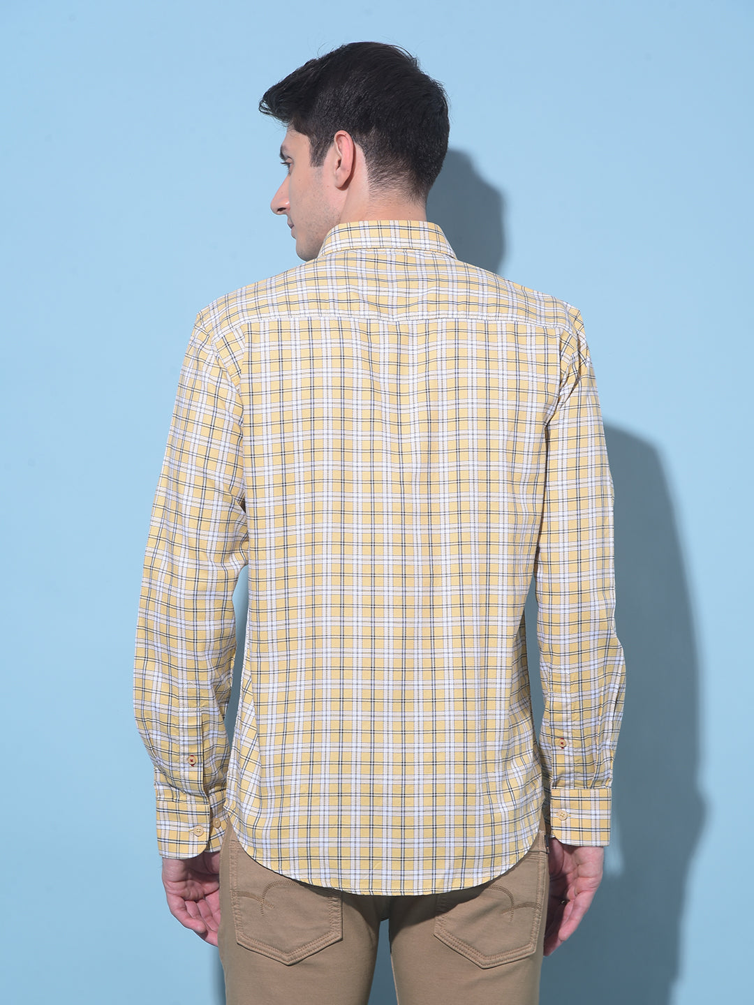 Yellow Tartan Check 100% Cotton Shirt-Men Shirts-Crimsoune Club