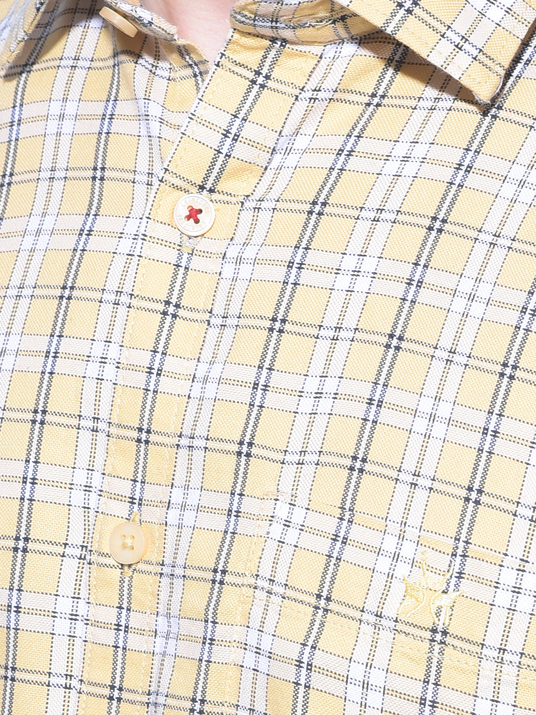 Yellow Tartan Check 100% Cotton Shirt-Men Shirts-Crimsoune Club