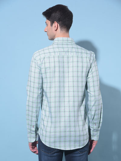 Green Tartan Check 100% Cotton Shirt-Men Shirts-Crimsoune Club