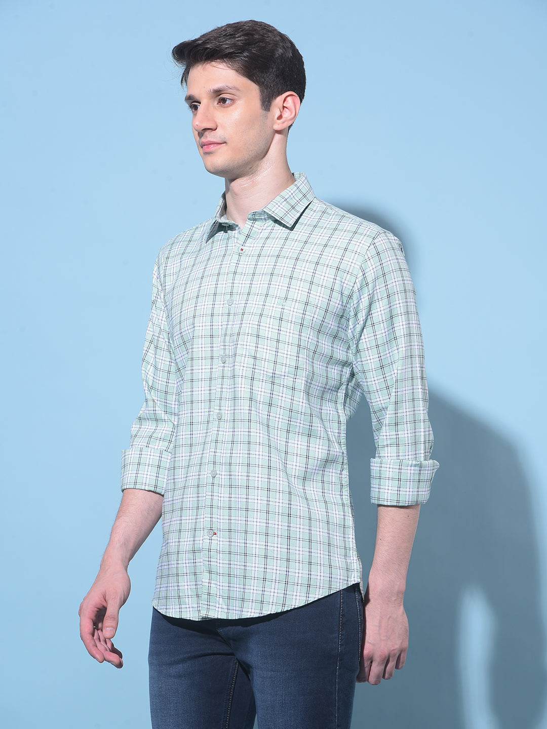 Green Tartan Check 100% Cotton Shirt-Men Shirts-Crimsoune Club