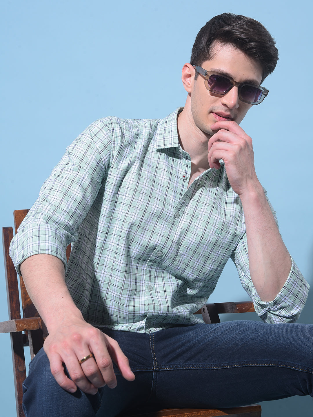 Green Tartan Check 100% Cotton Shirt-Men Shirts-Crimsoune Club