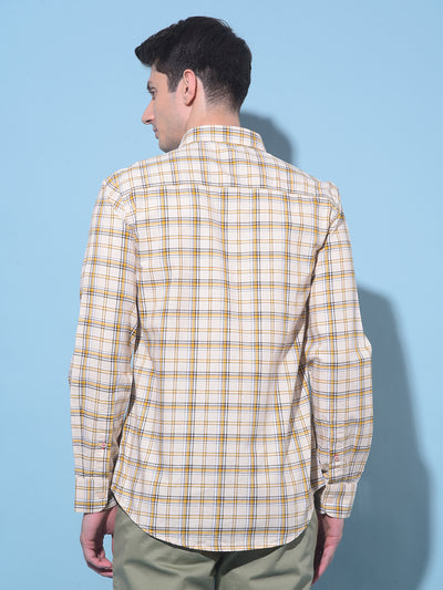 Yellow Tartan Check 100% Cotton Shirt-Men Shirts-Crimsoune Club